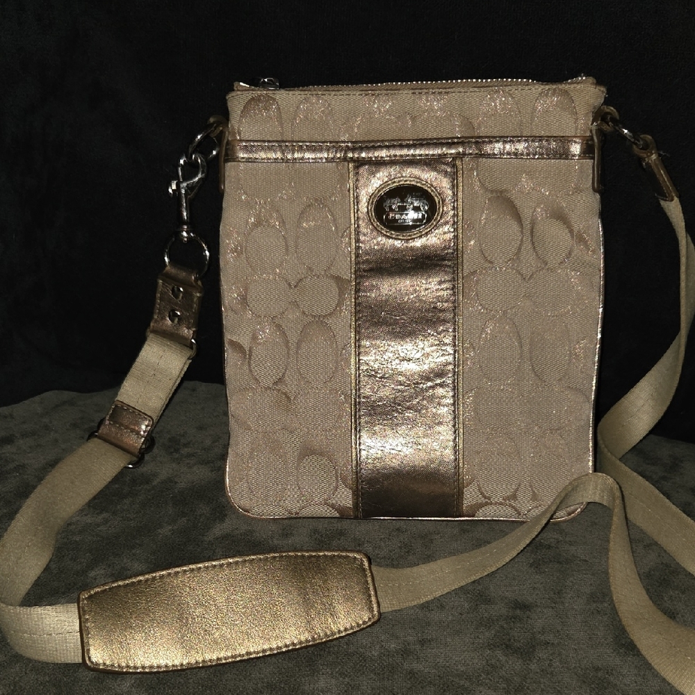 Coach Metallic Gold and Cream Bag